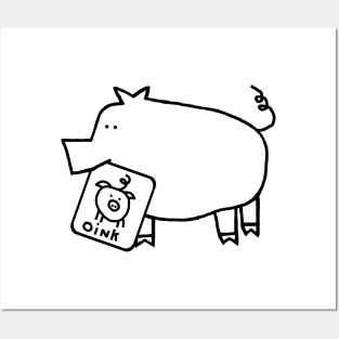 Cute Animals Pig Self Portrait Outline Posters and Art